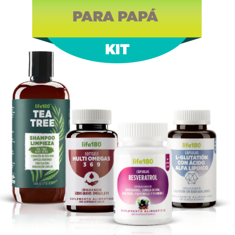 El regalo que sí usa Kit para Papá Ideal para: salud, fuerza, energía Salud y bienestar para quien siempre está ahí. Un kit pensado para papá.
