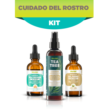 Cuida tu mejor carta de presentación KIT CUIDADO DEL ROSTRO Ideal para: limpieza y cuidado facial Tu piel habla por ti. Cuídala todos los días con una rutina simple y efectiva.
