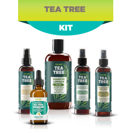 Sérum Tea Tree: Tratamiento específico para pieles con imperfecciones que ayuda a purificar y calmar el rostro. Shampoo Tea Tree: Limpia y revitaliza el cabello, eliminando residuos y controlando el brillo por grasa. Cleanser facial Tea Tree: Remueve impurezas eficazmente sin resecar, manteniendo la frescura de la piel. Desodorante para pies Tea Tree: Control antibacterial que elimina el mal olor y mantiene los pies secos y frescos. Desodorante antitranspirante Tea Tree: Protección antibacterial diaria que cuida tu piel mientras controla la transpiración.